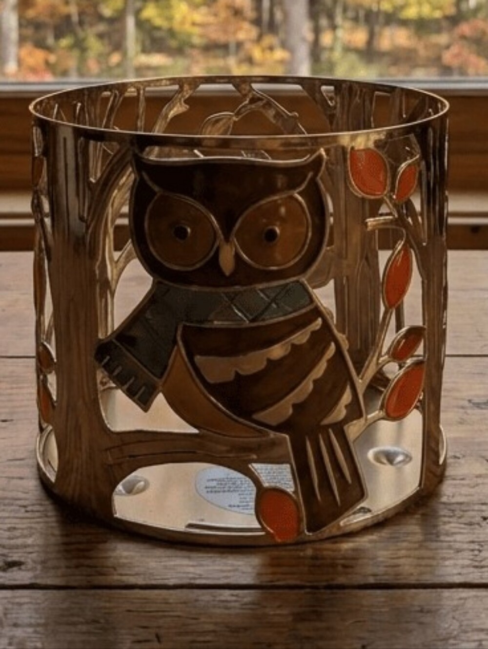Bath & Body Works Fall Owl Squirrel Forest Friends 3 Wick Candle Holder